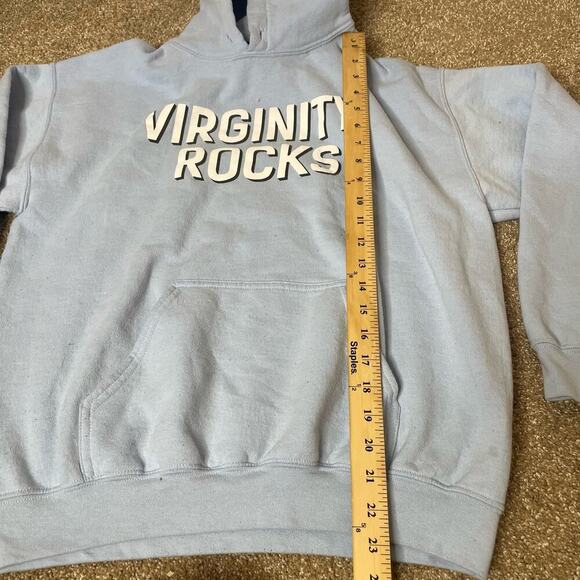 Virginity Rocks hoodie sweatshirt blue Danny Duncan SZ M 100% Cotton - Picture 3 of 8